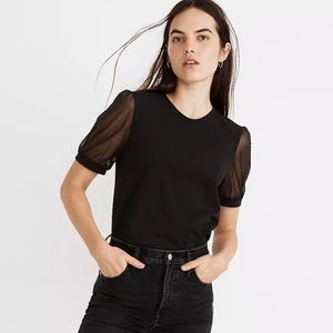 Madewell Sheer-Sleeve Knit Top